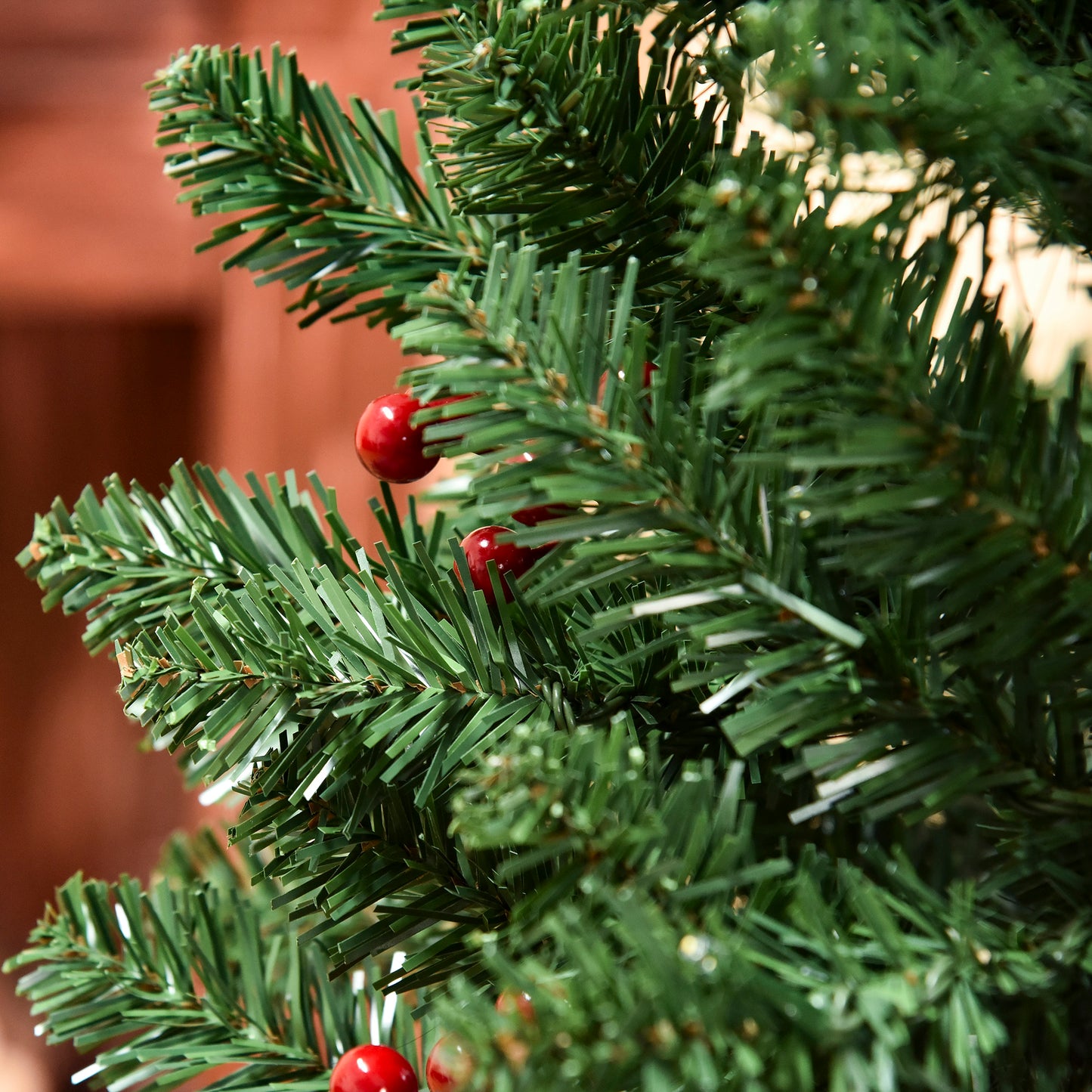 6FT Prelit Pencil Christmas Tree w/ LED Light, Berry, Xmas Decoration