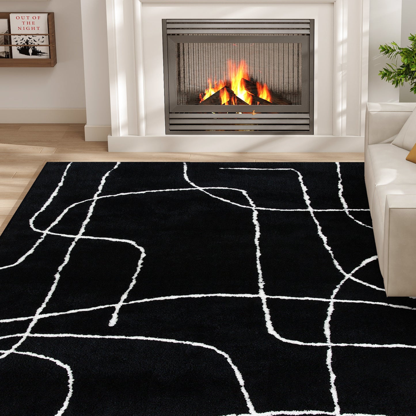 High Pile Modern Shaggy Rug, Soft Floor Carpet 120 x 170 cm, Black