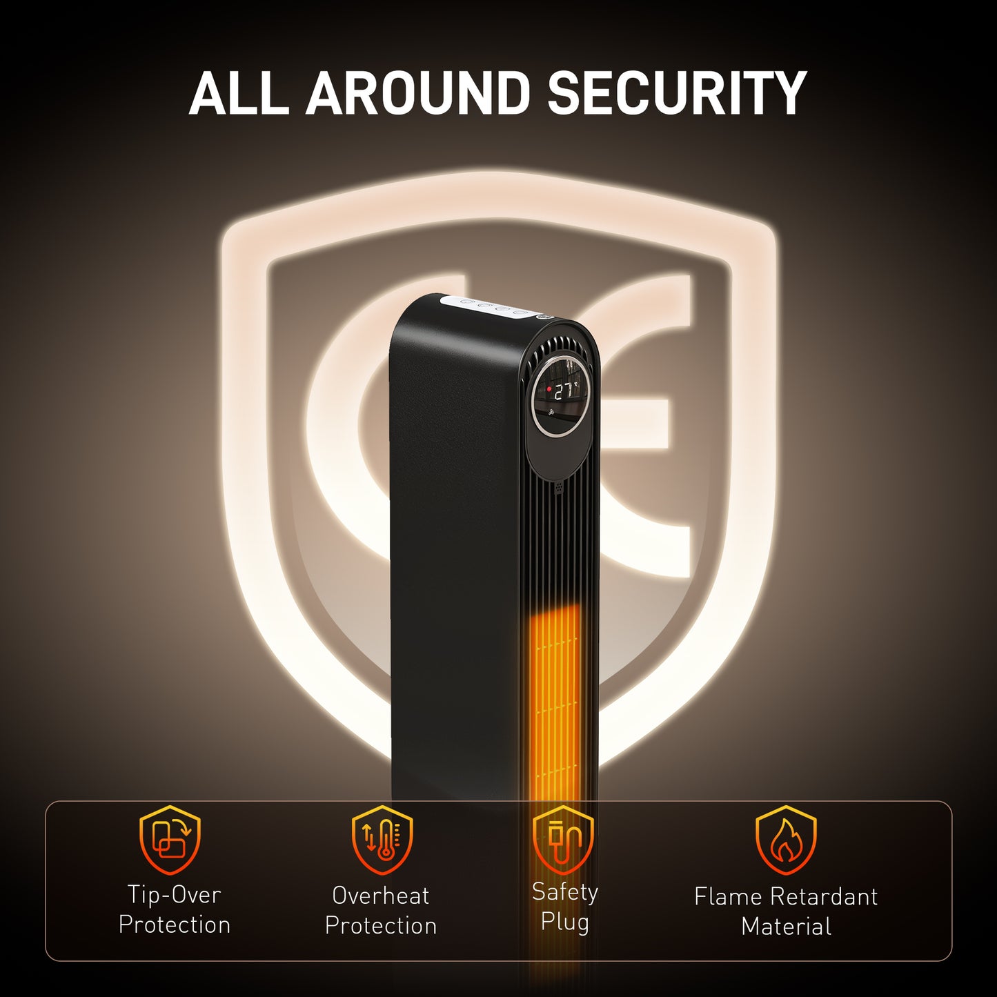 Ceramic Electric Heater, 2000W Fan Space Heater, Black