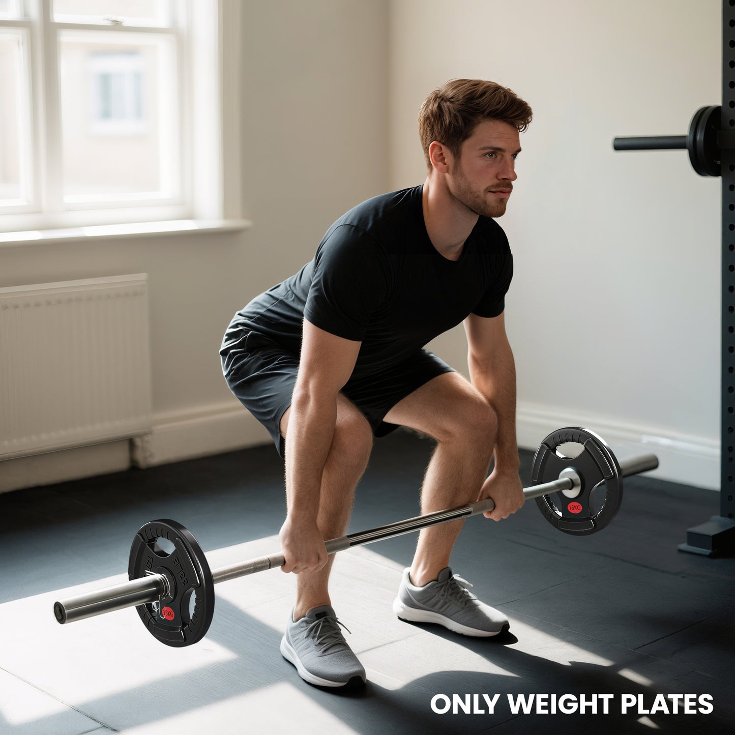 2 x 15kg Olympic Weight Plates, Weight Plate Discs with Tri-Grips