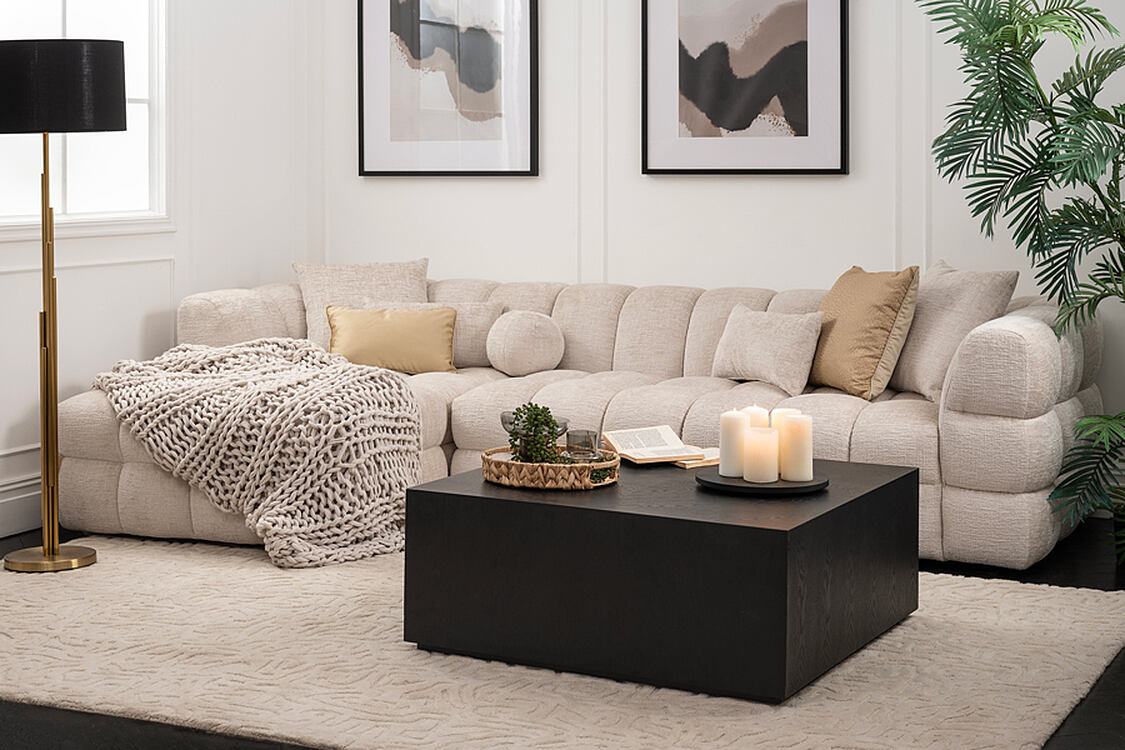 Berlin Left Hand Corner Sofa – Light Taupe Chenille
