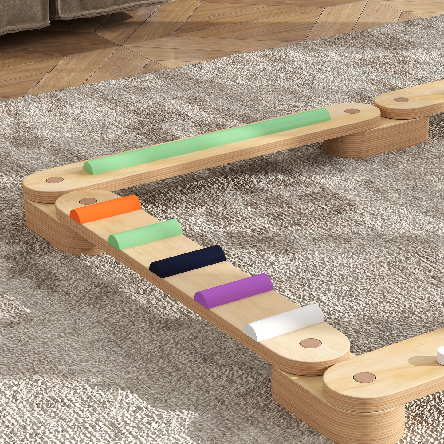 Wooden Balance Beam for Kids 3-8 Years Indoor Outdoor Use
