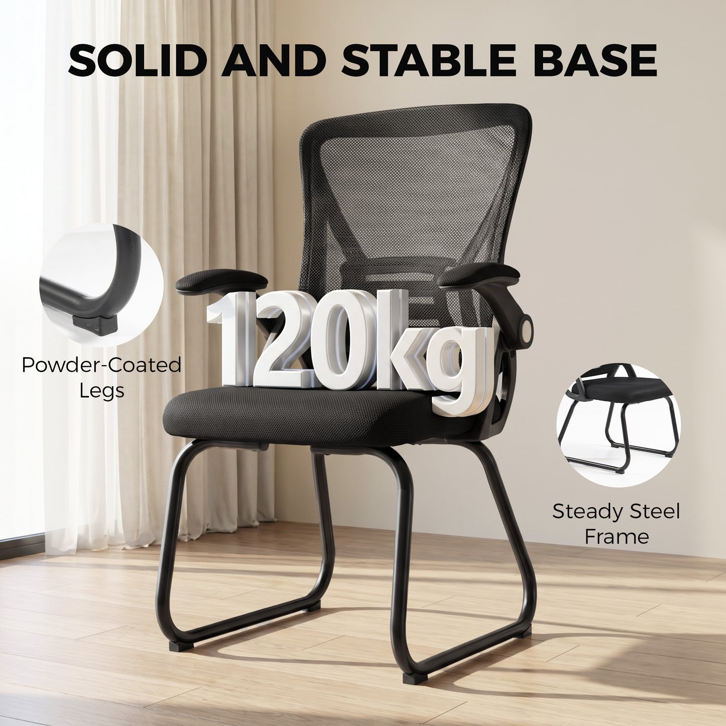 Office Chair with Mesh Backrest and Steel Legs, Black