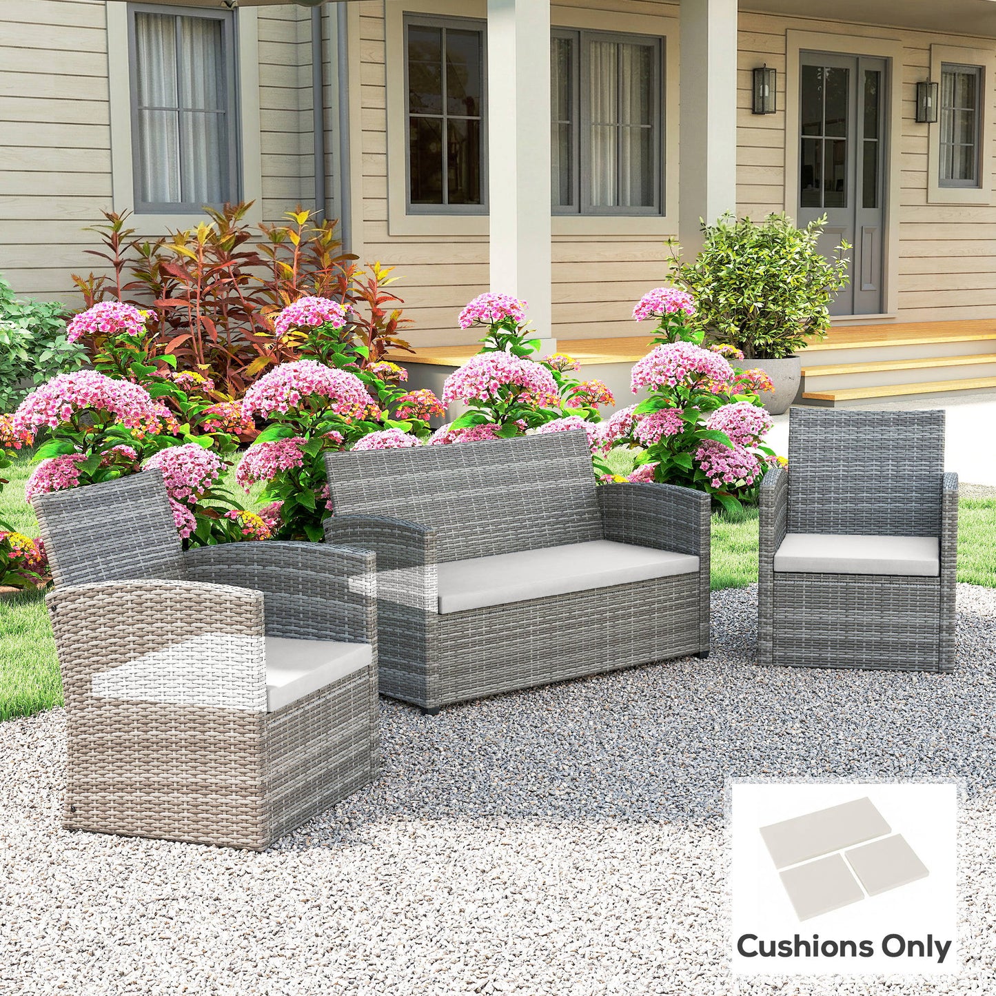 3PCs Rattan Garden Seat Cushions Pads for Patio Furniture