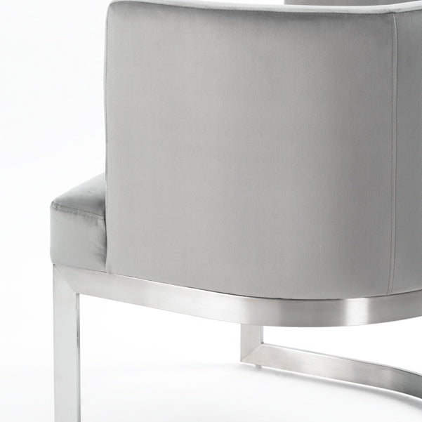 Lasco Dining Chair – Dove Grey - Brushed Stainless Steel Base