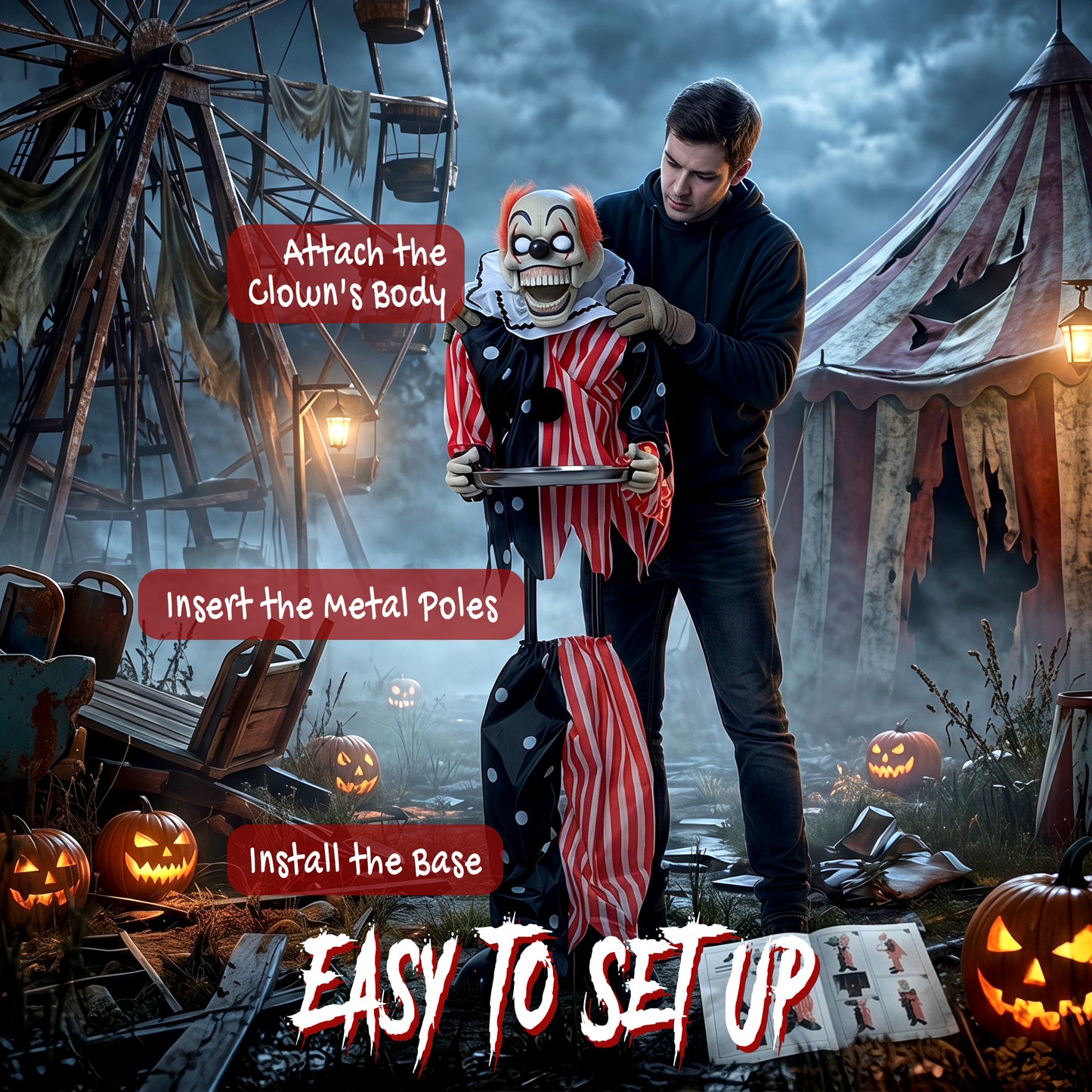 Animated Clown Halloween Decorations Outdoor Indoor
