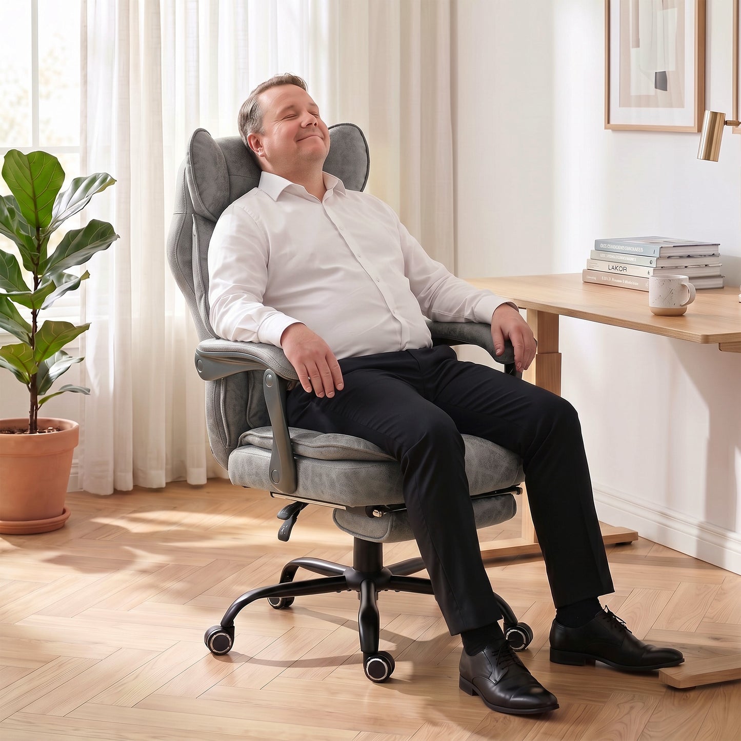 Big and Tall Office Chair with Lumbar Support, Grey