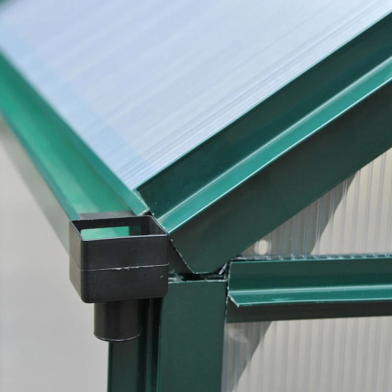 6 x 6ft Polycarbonate Greenhouse, Large Walk-In Green House with Slide Door and Window, Garden Plants Grow House with Aluminium Frame and Foundation, Green