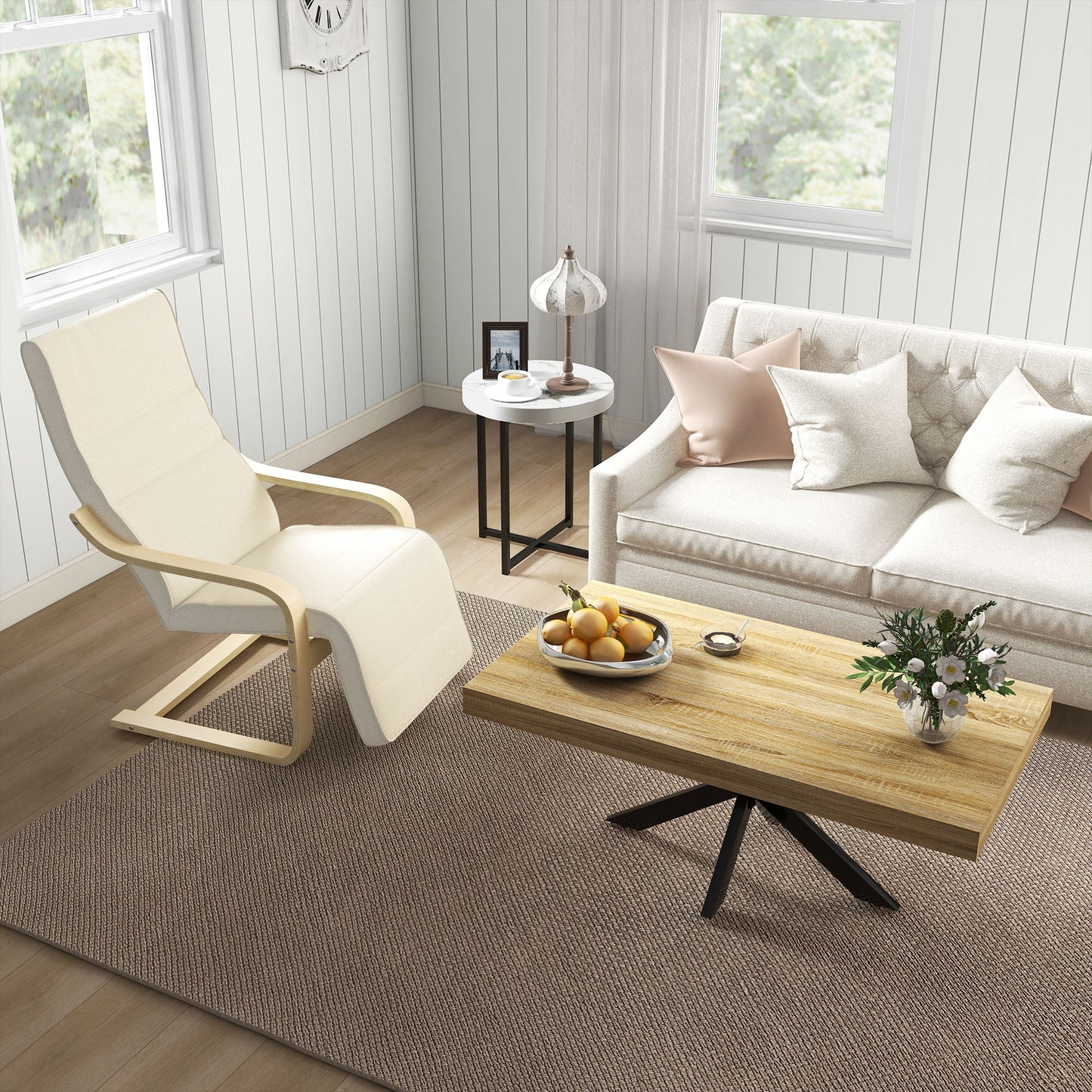 Industrial Coffee Table, End Table with Steel Frame, 110x60 x45cm