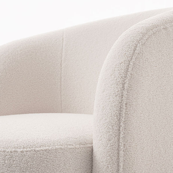 West End Swivel Dining Chair - Ivory Borg- Brass Base