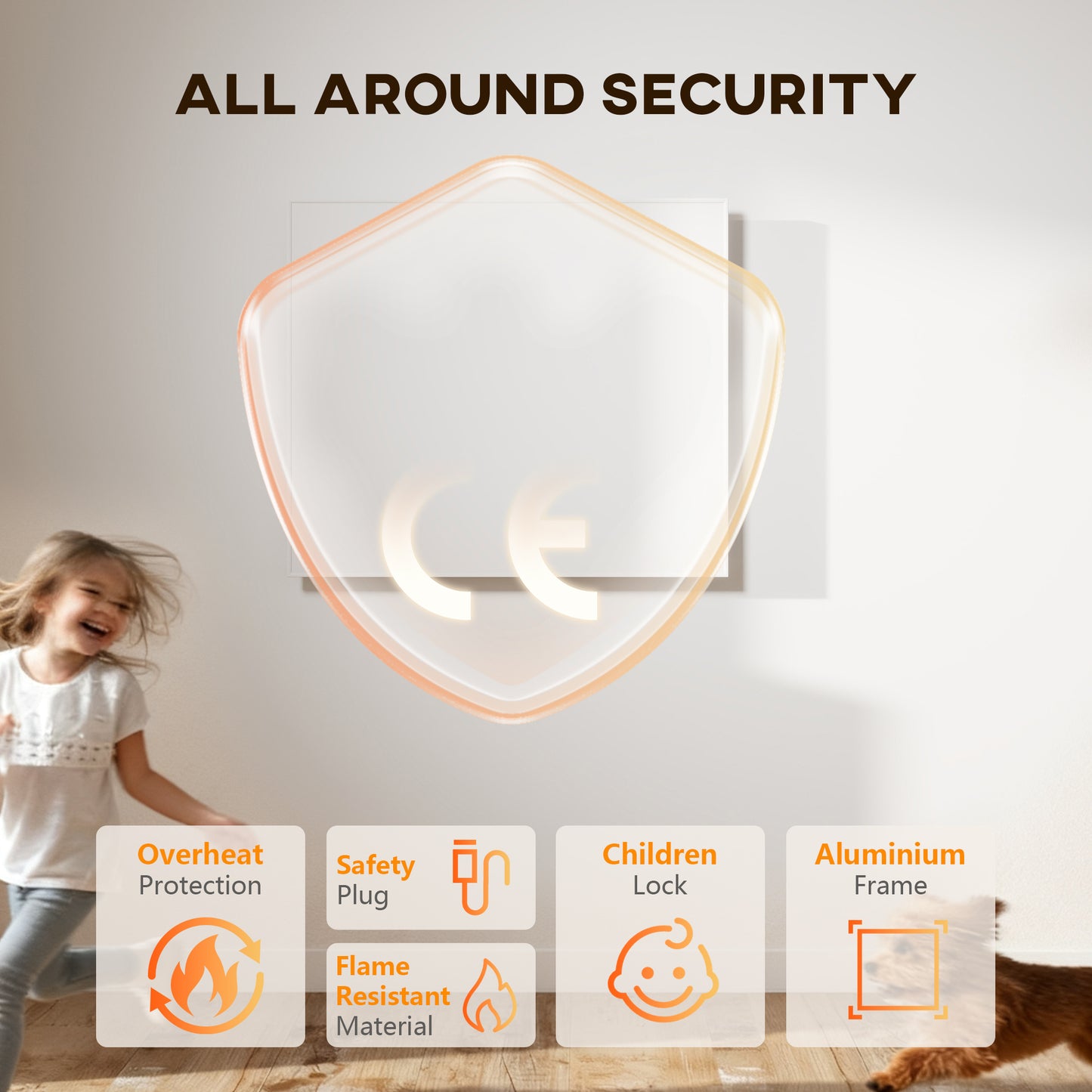 520W Smart Electric Heater, Wall Far Infrared Panel Radiator, White