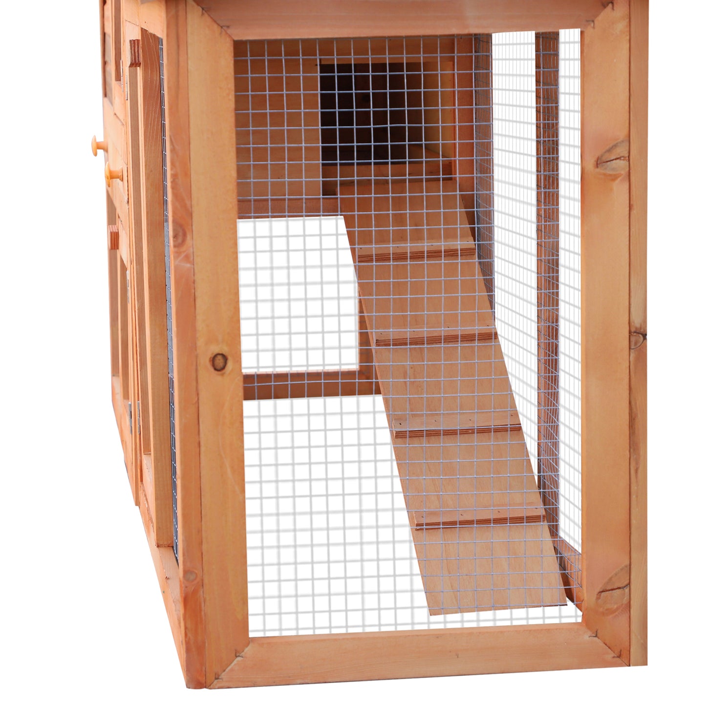 Wooden Rabbit Hutch and Run Guinea Pig Hutch Outdoor Bunny Cage Pull Out Tray Small Animal House 145 x 45 x 85 cm