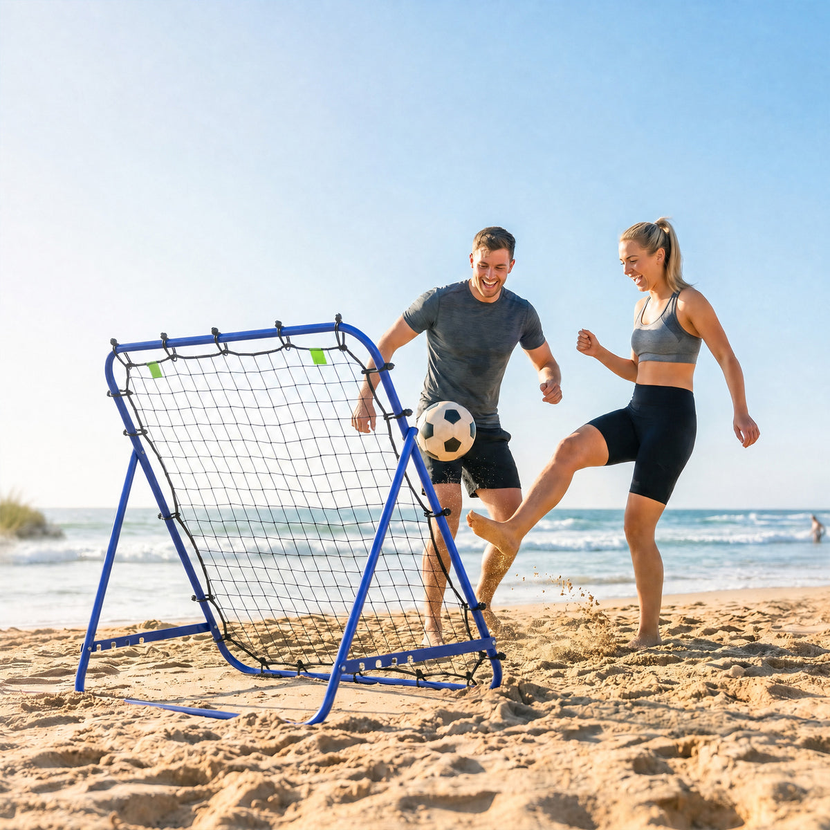 Rebounder Net Adults Football Training Aid Adjustable Blue