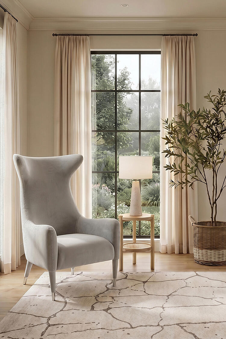 Delta Armchair Dove Grey – Brushed Silver