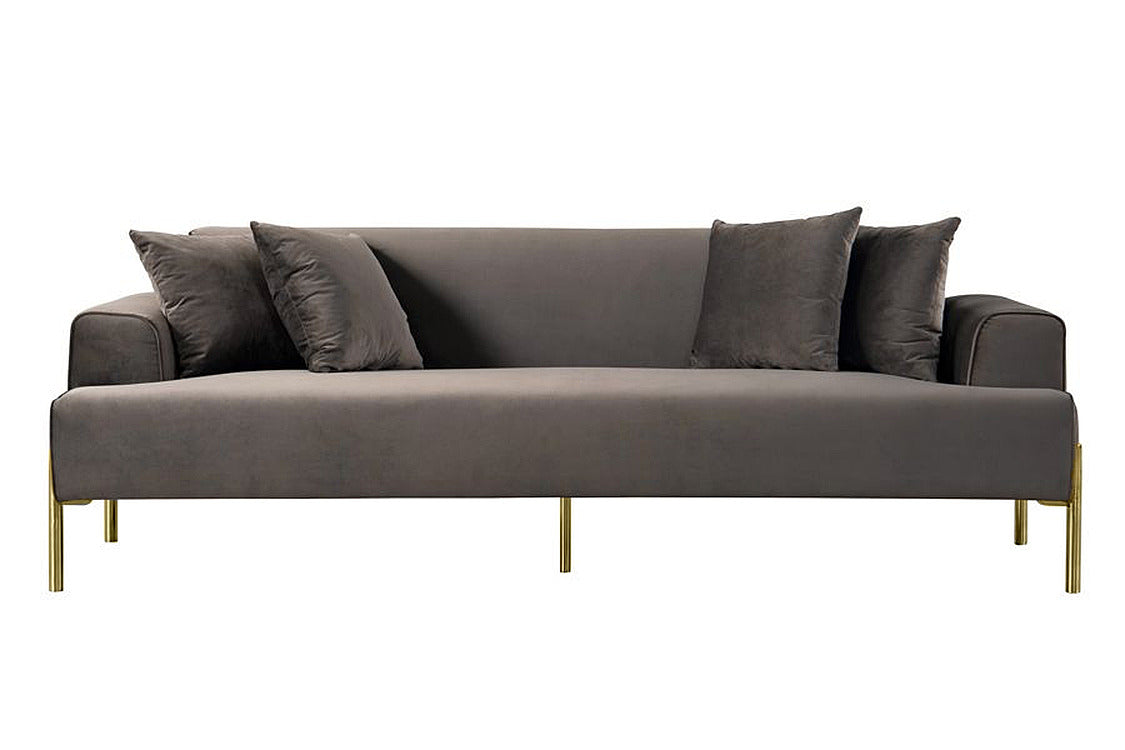Duke Three Seat Sofa - Carbon - Brass base