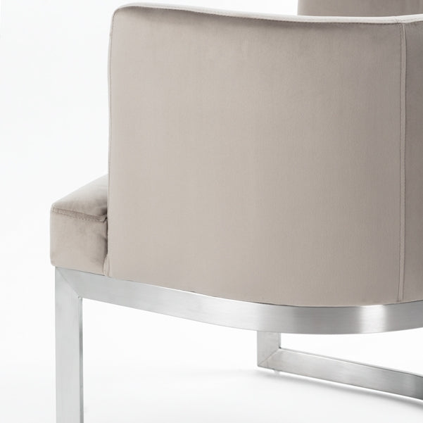 Lasco Dining Chair – Taupe - Brushed Stainless Steel Base