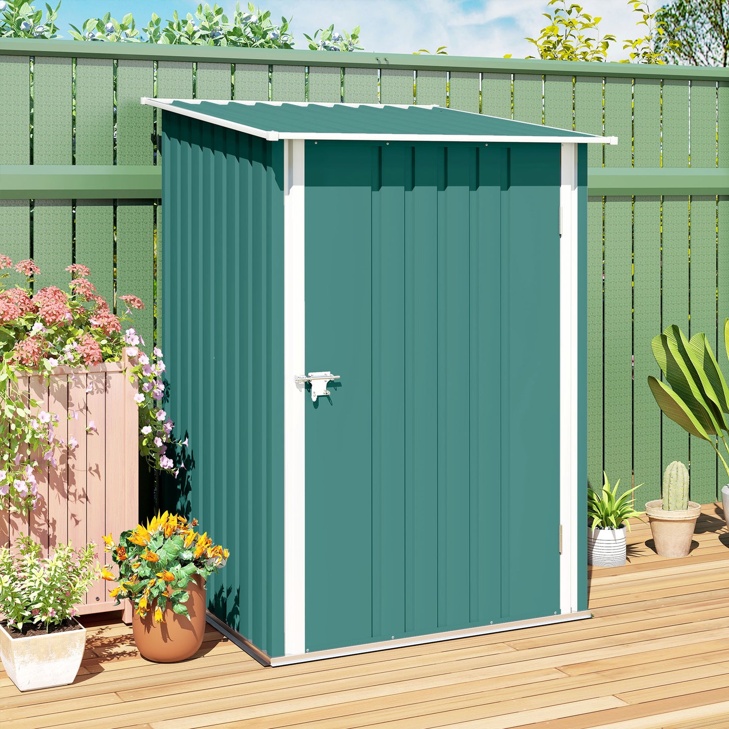 3.3ft x 3.4ft Outdoor Storage Shed Steel Garden Shed w/ Lockable Door