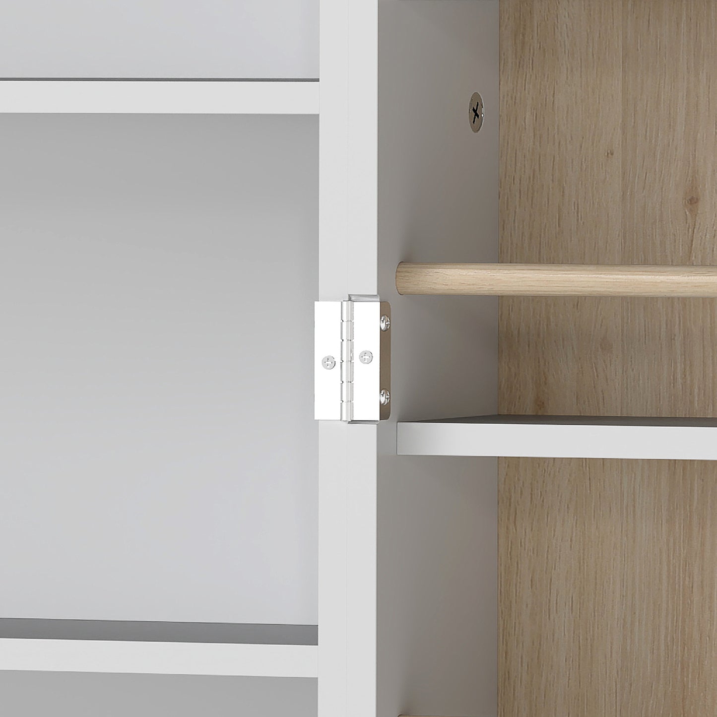 Kitchen Cabinet with Double Doors, 5 Tiers, 12 Spice Racks, White