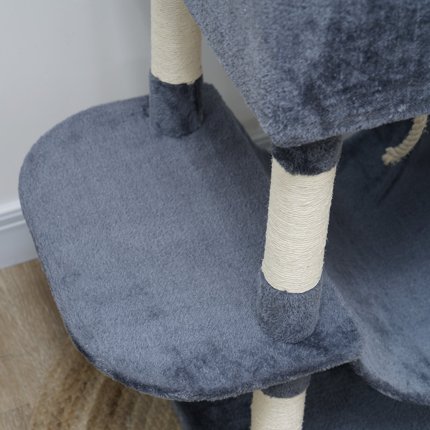 206cm Cat Tree with Scratching Posts, Beds, Condos, Toys, Dark Grey