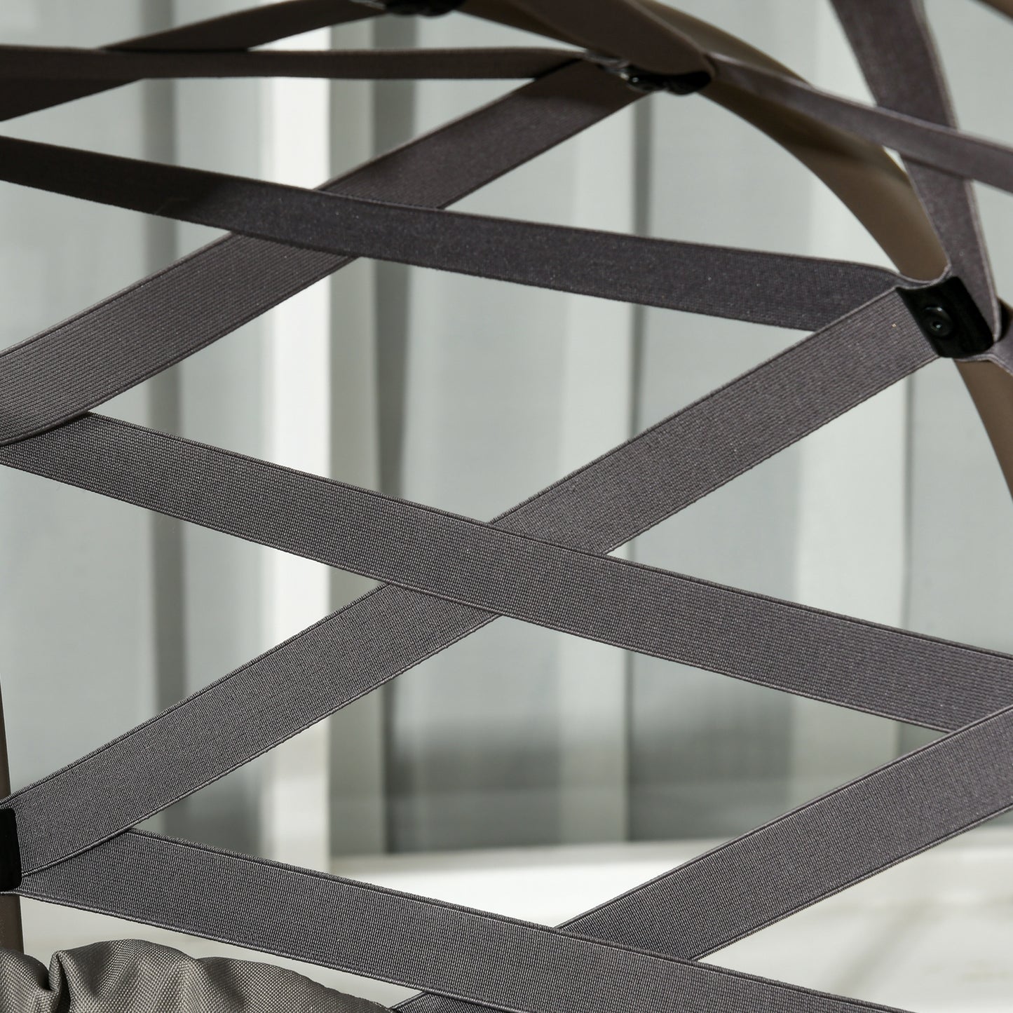 2 Seater Egg Chair Outdoor, Folding Weave Garden Furniture Chair with Cushion, Cup Pockets - Sand Brown