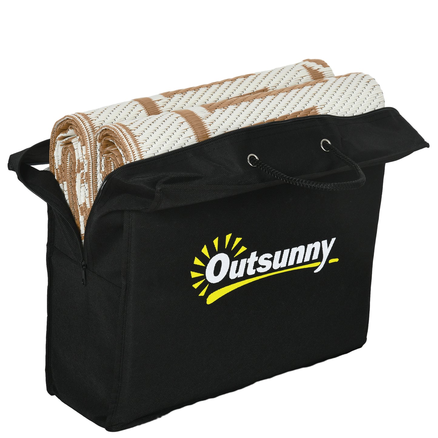 Reversible Waterproof Outdoor Rug W/ Carry Bag, 182 x 274cm, Brown