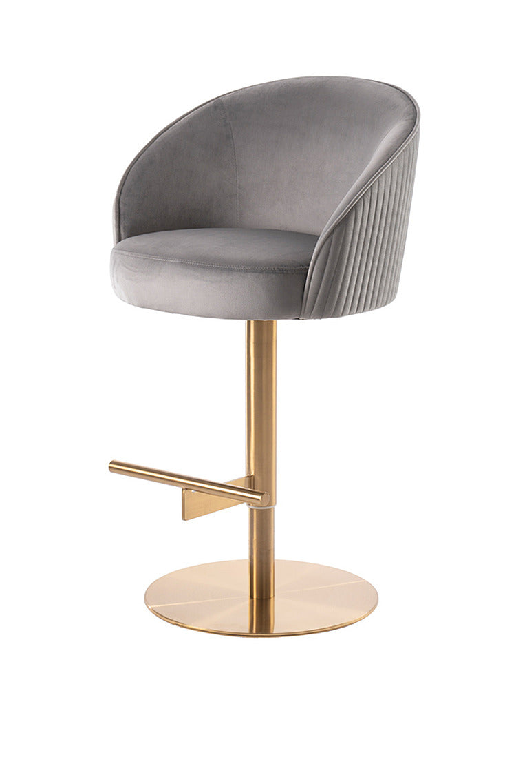 Ella Bar Stool - Dove Grey - Brass Base