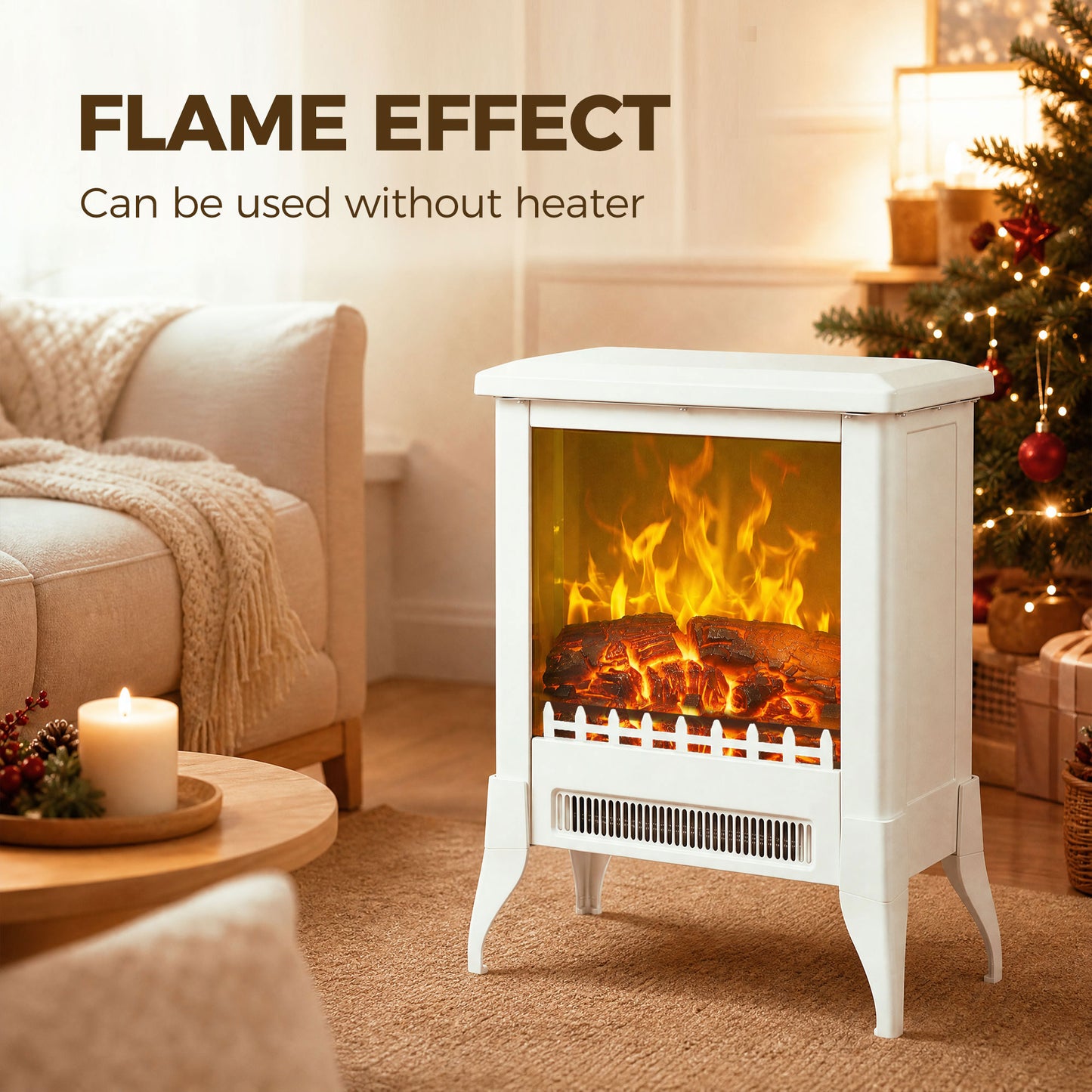 Electric Fireplace Stove, Fireplace Heater W/ Flame Effect