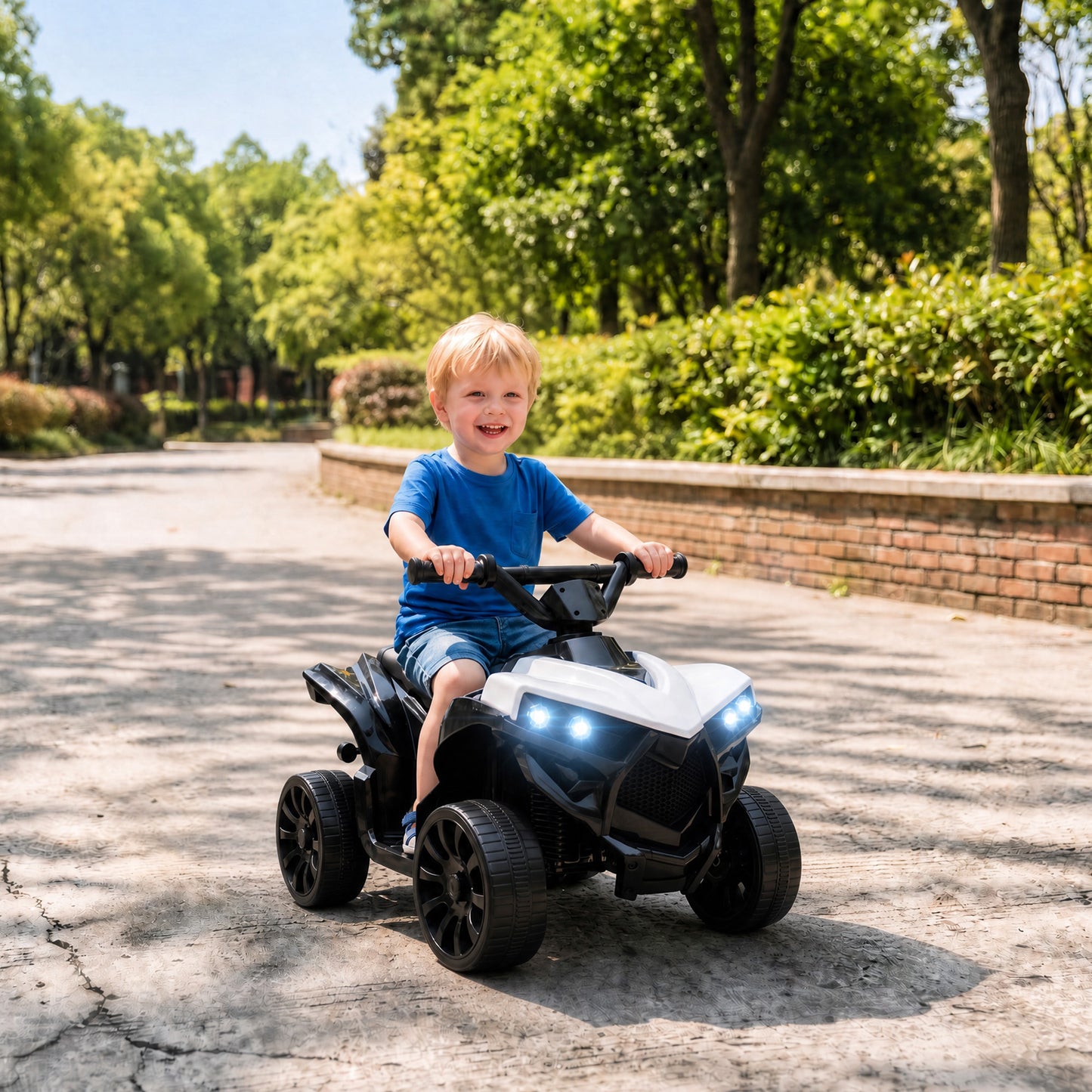 6V Kids ATV, Battery Powered Ride on Car for Ages 18-56 M, White