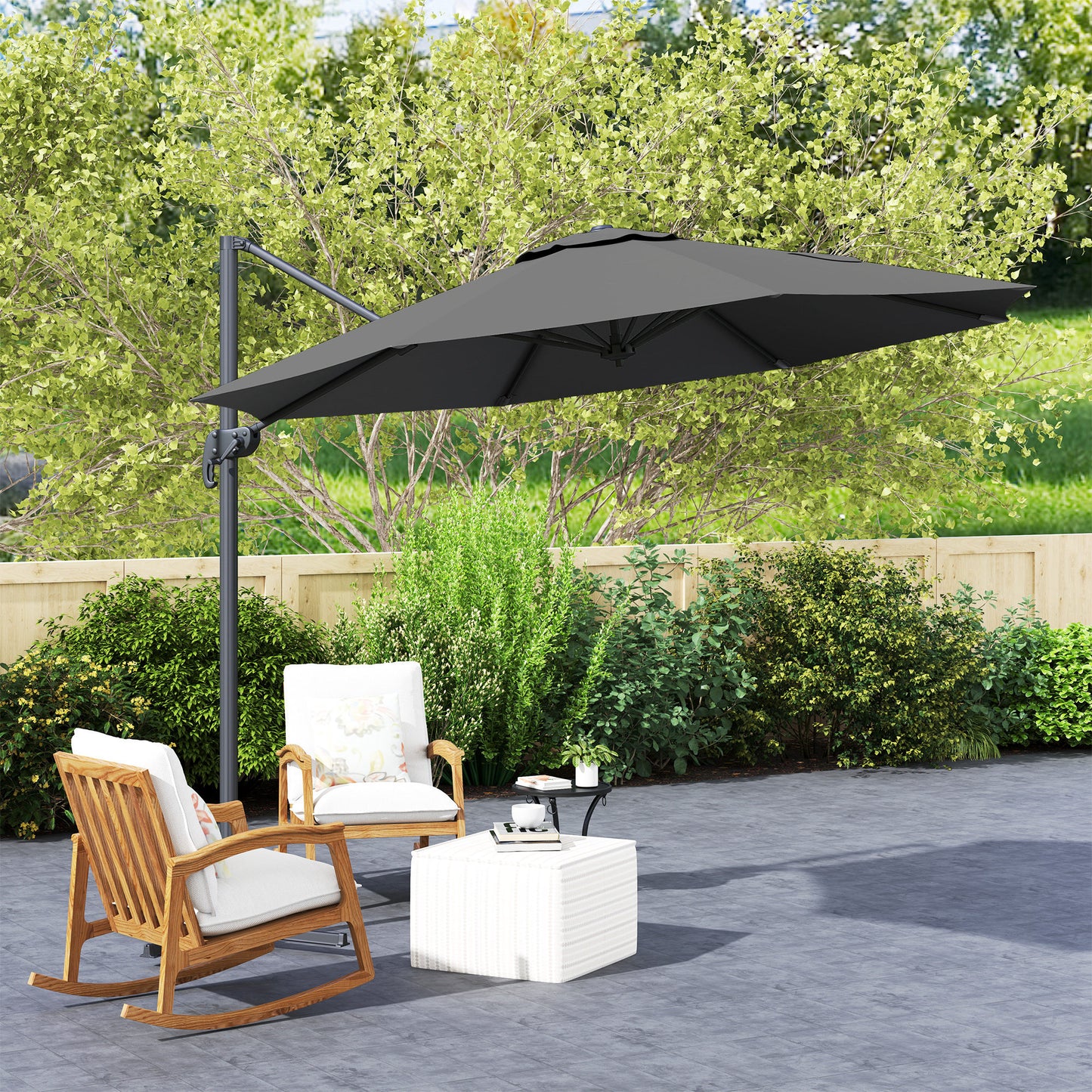 3 x 3(m) Cantilever Parasol Garden Umbrella with Cross Base Black
