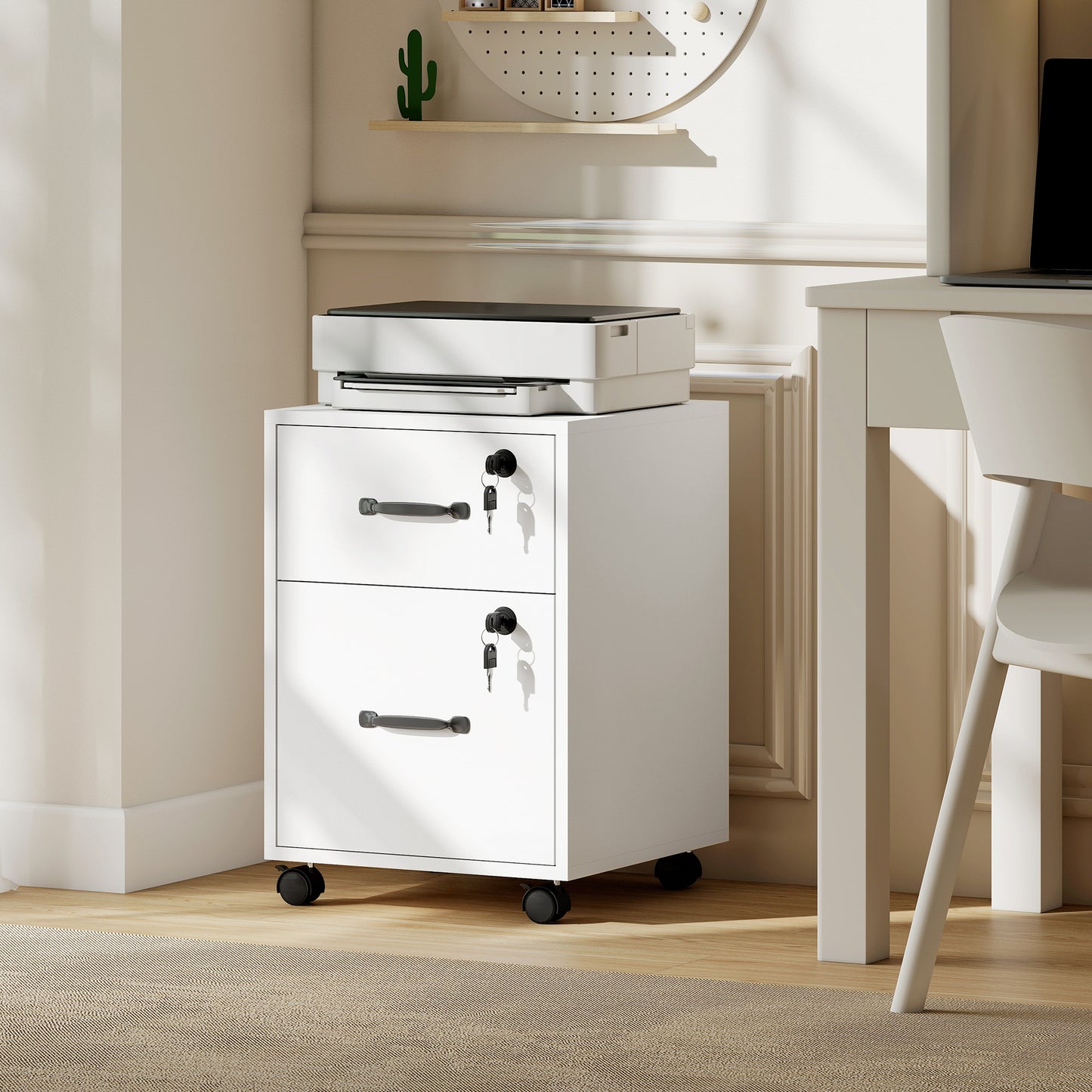 Tall Bookcase, 6-Tier Bookshelf with 3 Adjustable Shelves, White