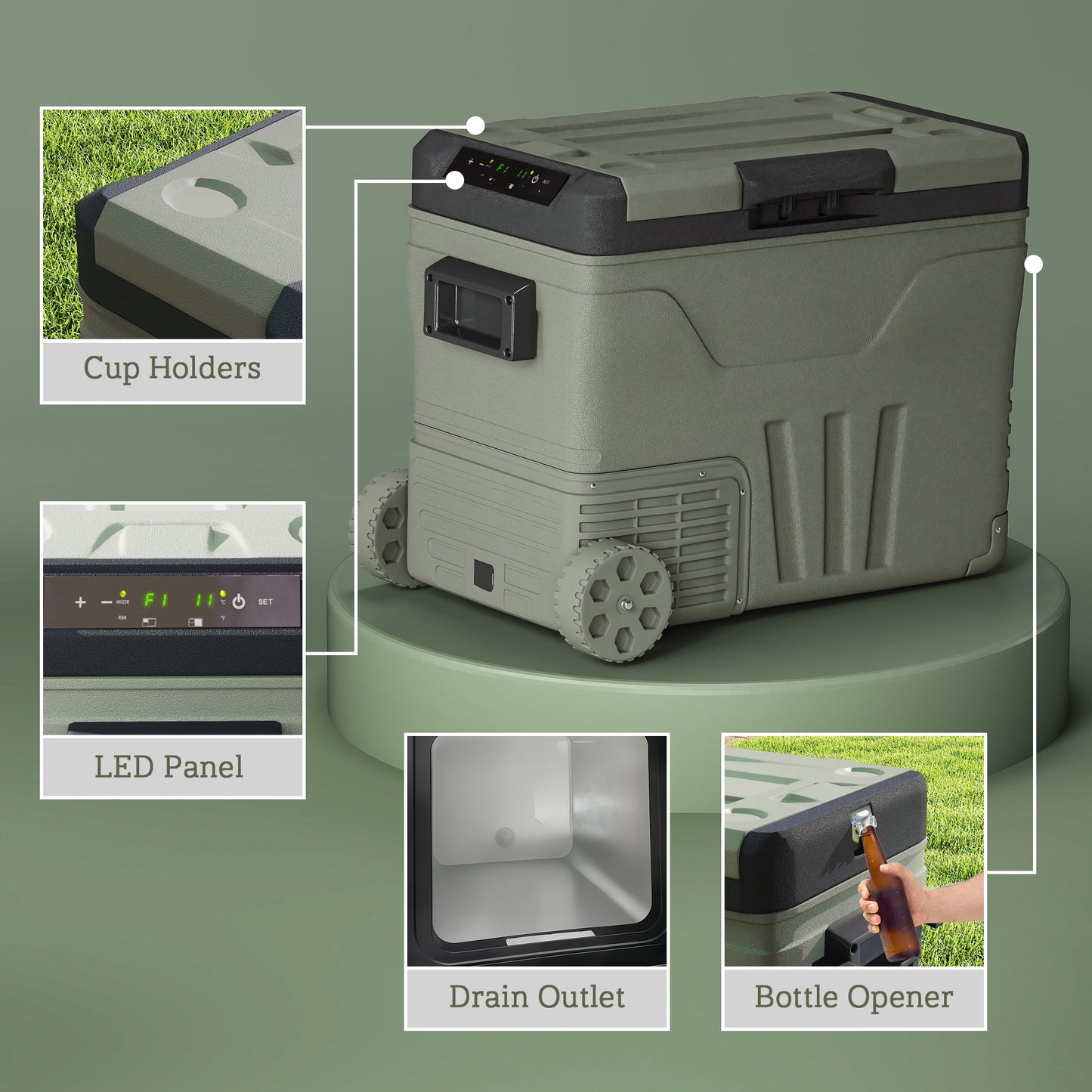 45L Camping Fridge Freezer Dual Zone Car Fridge, DC & AC, -20-20℃