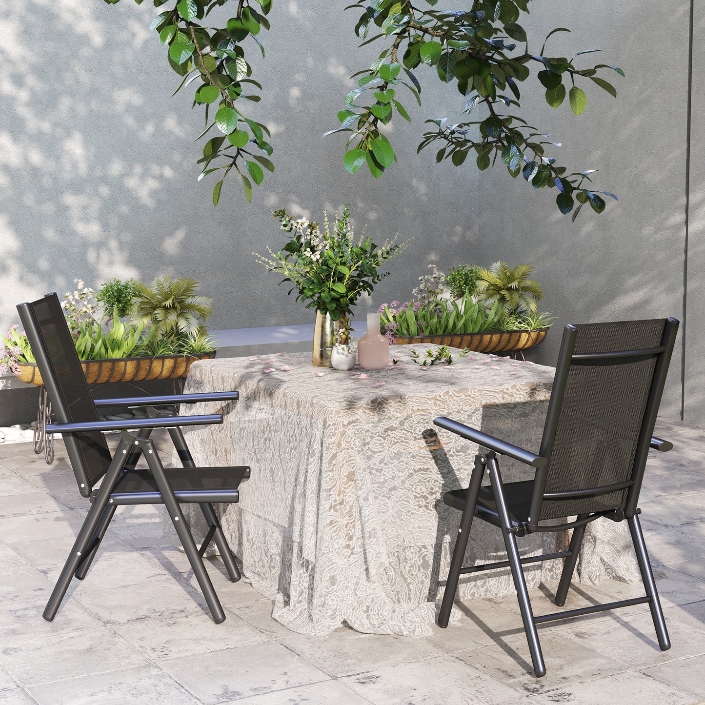 2PCS Folding Chair w/ Breathable Mesh Back and Seat, Black