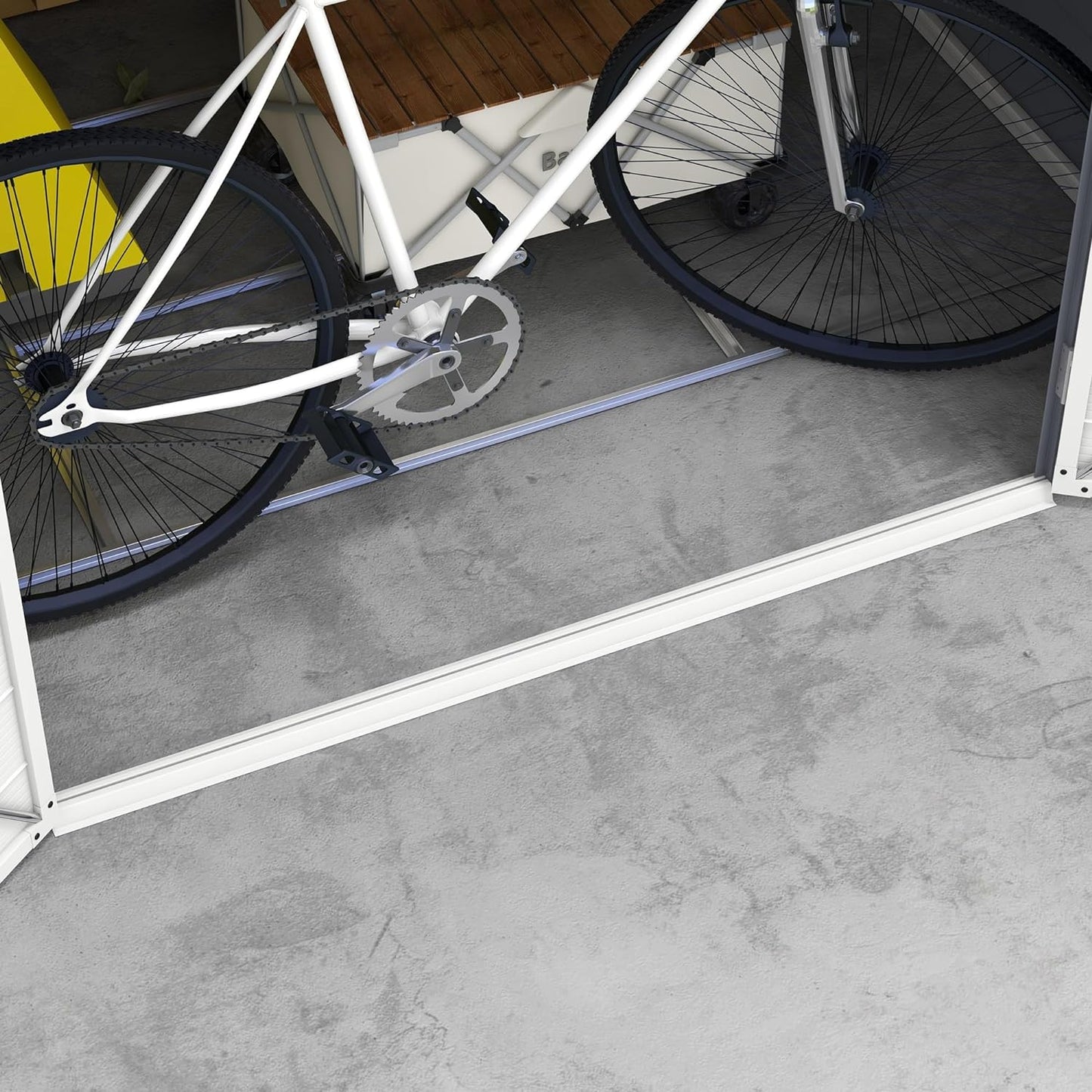 8 x 6ft Garden Shed with Foundation Kit Outdoor Storage Tool House with Ventilation Slots and Lockable Door, Grey