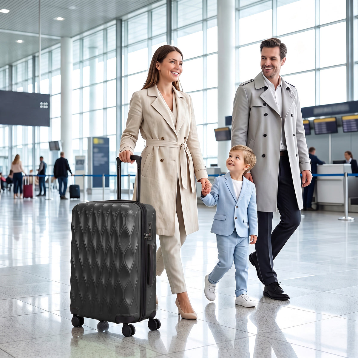 24Inch Suitcase Hard Shell Checked Luggage with TSA Lock, Black
