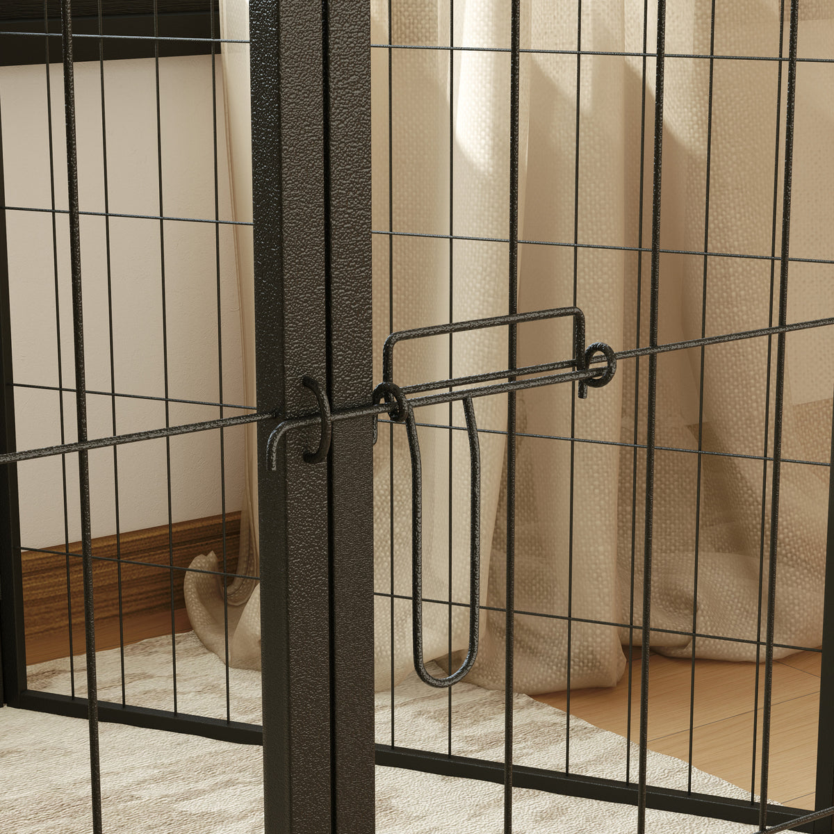 80cm High 6-Panel Dog Playpen with Lockable Door - Grey