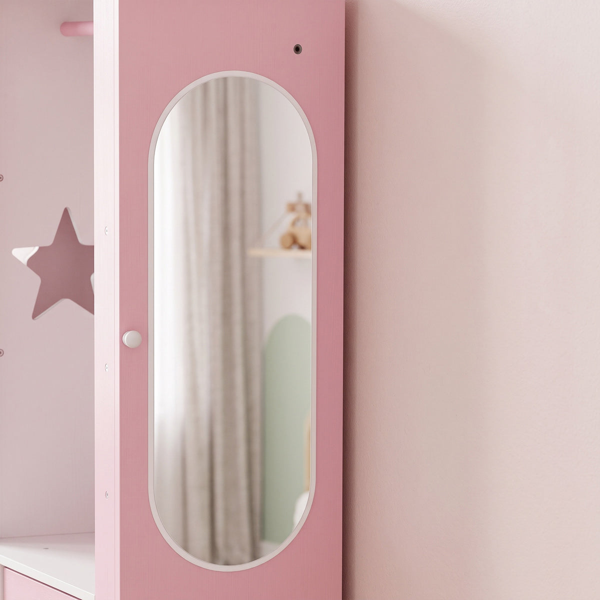 Kids Wardrobe, Children Dress Up Storage with Lighted Mirror, Pink
