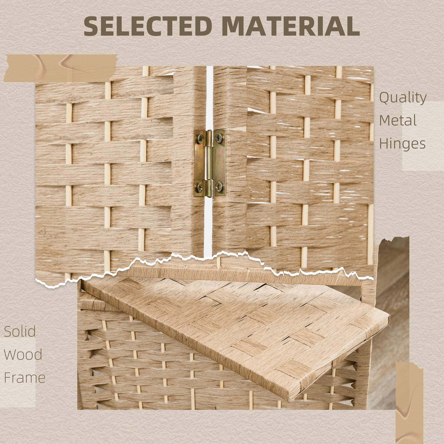 Freestanding Privacy Screen, 160 x 170cm, Natural Wood Finish