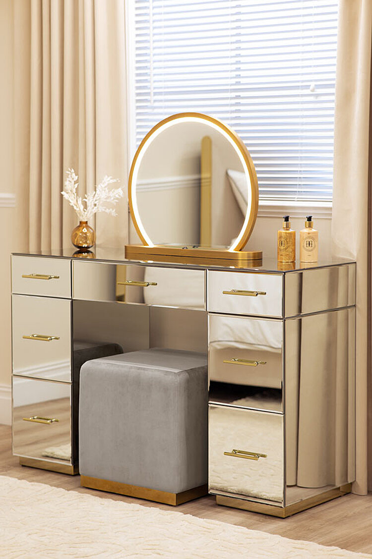 Harper Stool - Dove Grey - Brass Base