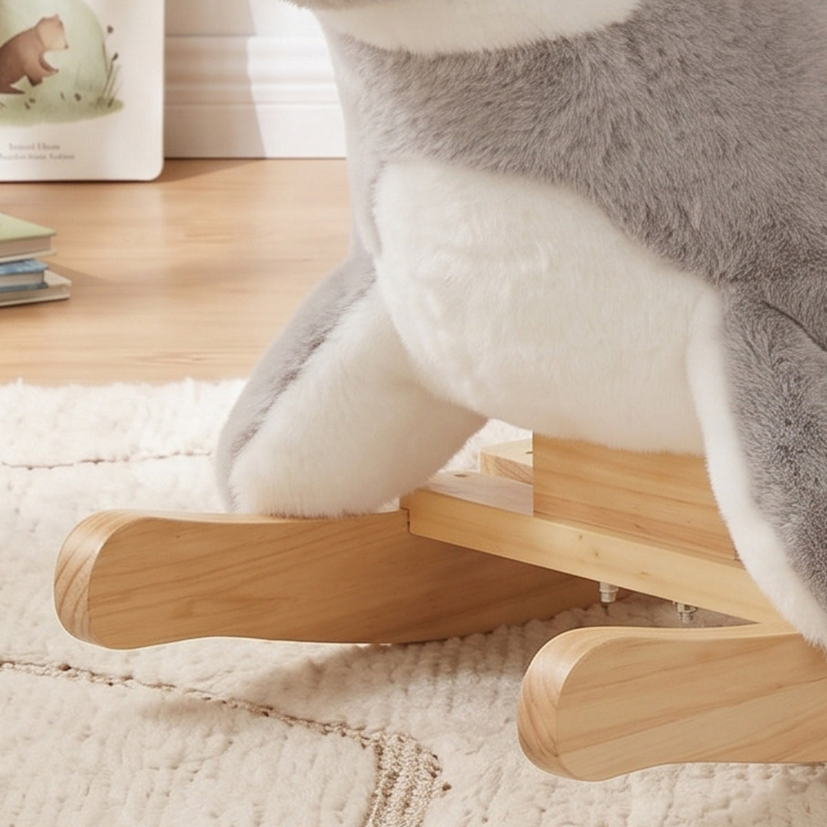 Plush Rocking Seal with Sounds and Safety Belt - Grey & White