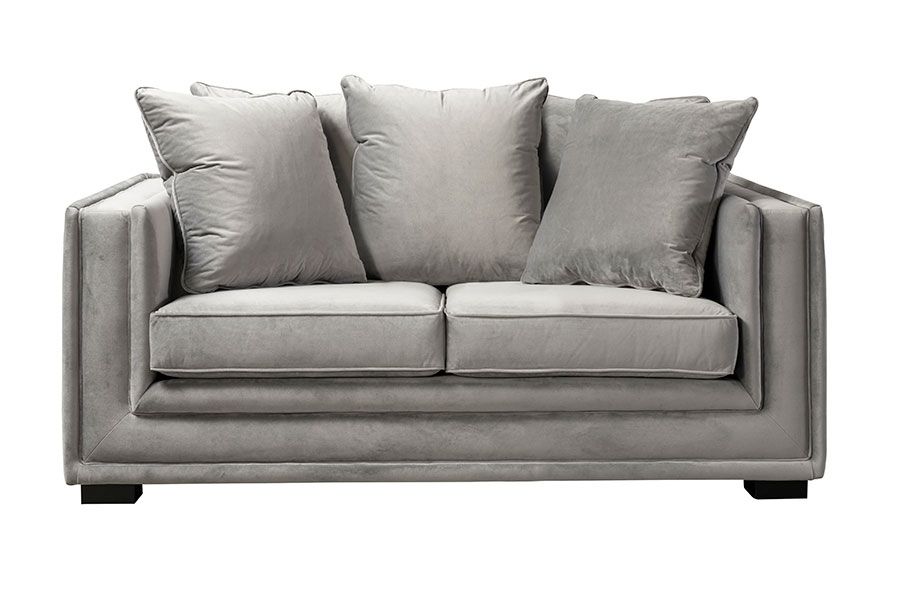 Holburn 2-Seater Velvet Sofa with 5 Scatter Cushions - Dove Grey