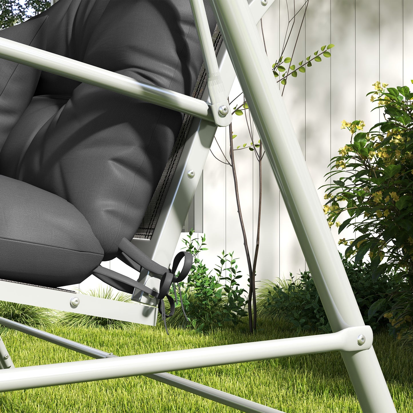 4-Piece Back and Seat Cushion Replacement with 2 Pillows, Patio Chair Cushions Set with Ties, Charcoal Grey