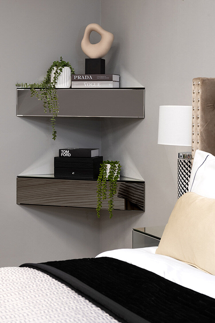 Inga Smoked Mirror Floating Corner Unit