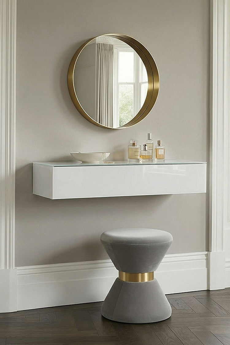 Inga White Glass Floating Console Table