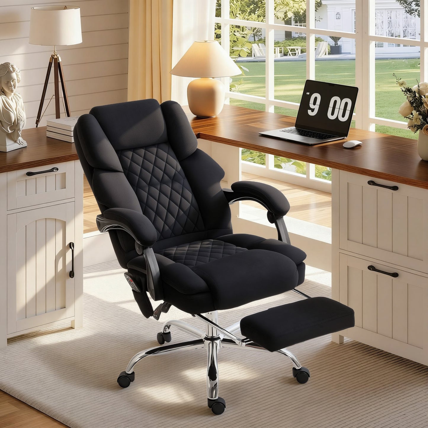 Massage Office Chair with Heat, 135° Reclining Desk Chair, Black