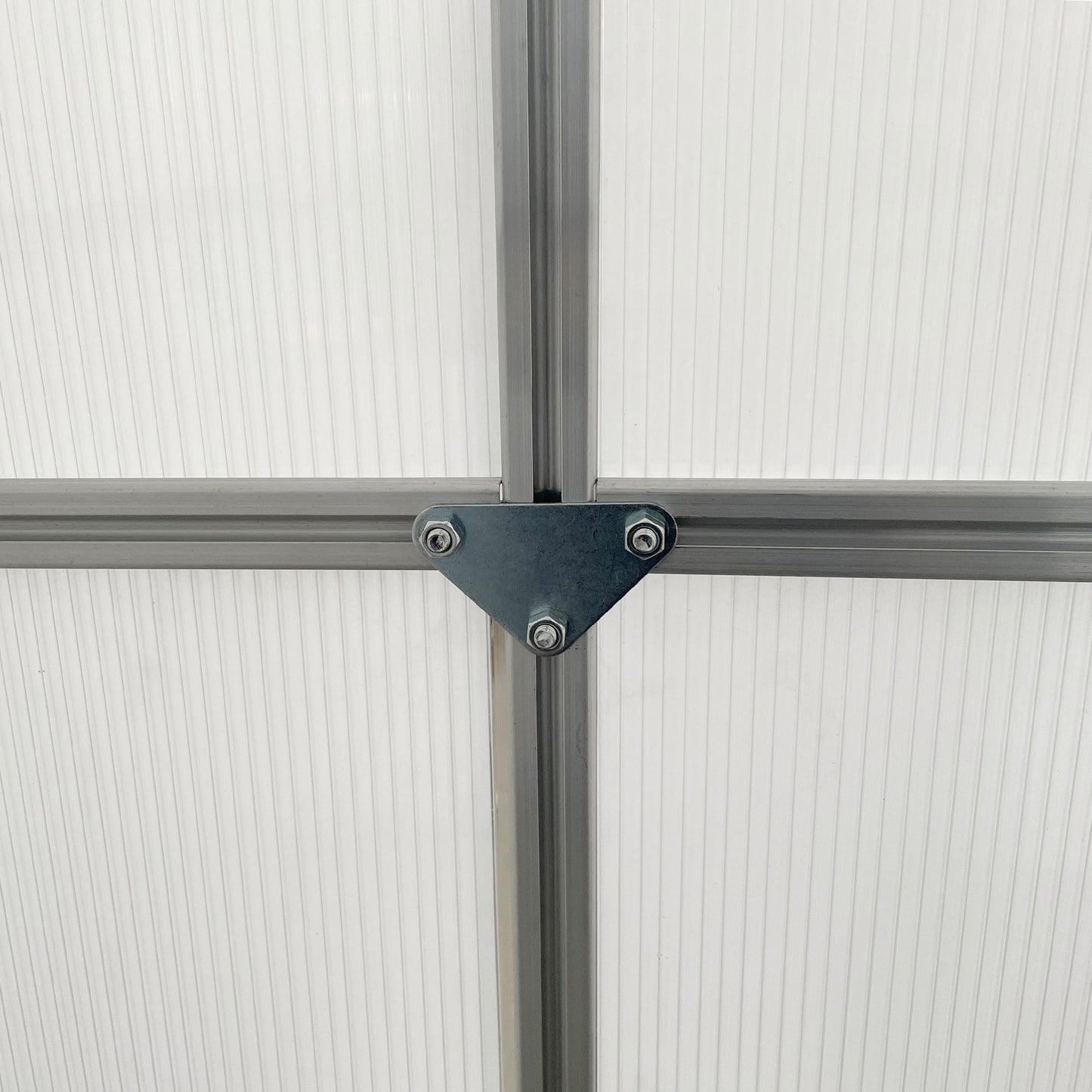 Polycarbonate Walk-in Garden Greenhouse w/ Sliding Door Silver Tone