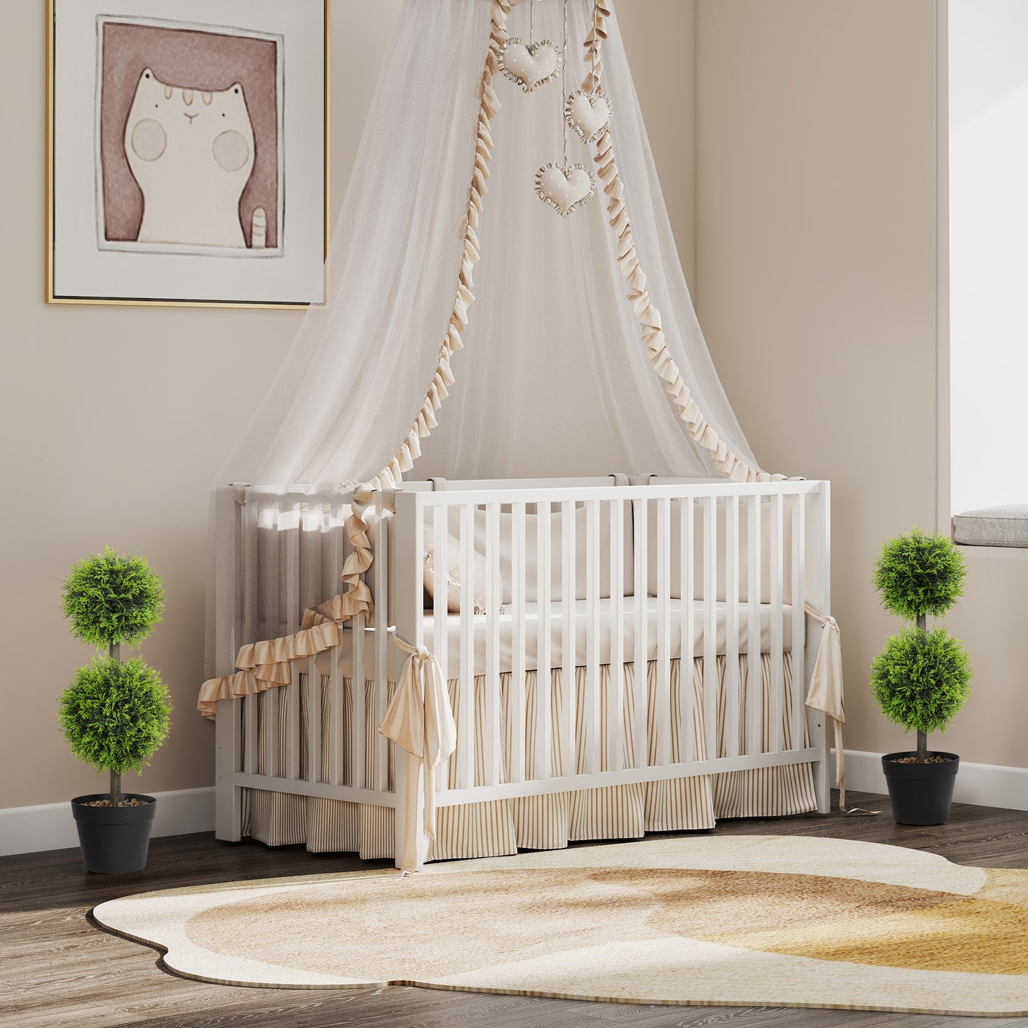 Set of 2 Artificial Topiary Cypress Ball Trees with Pot and Pebbles