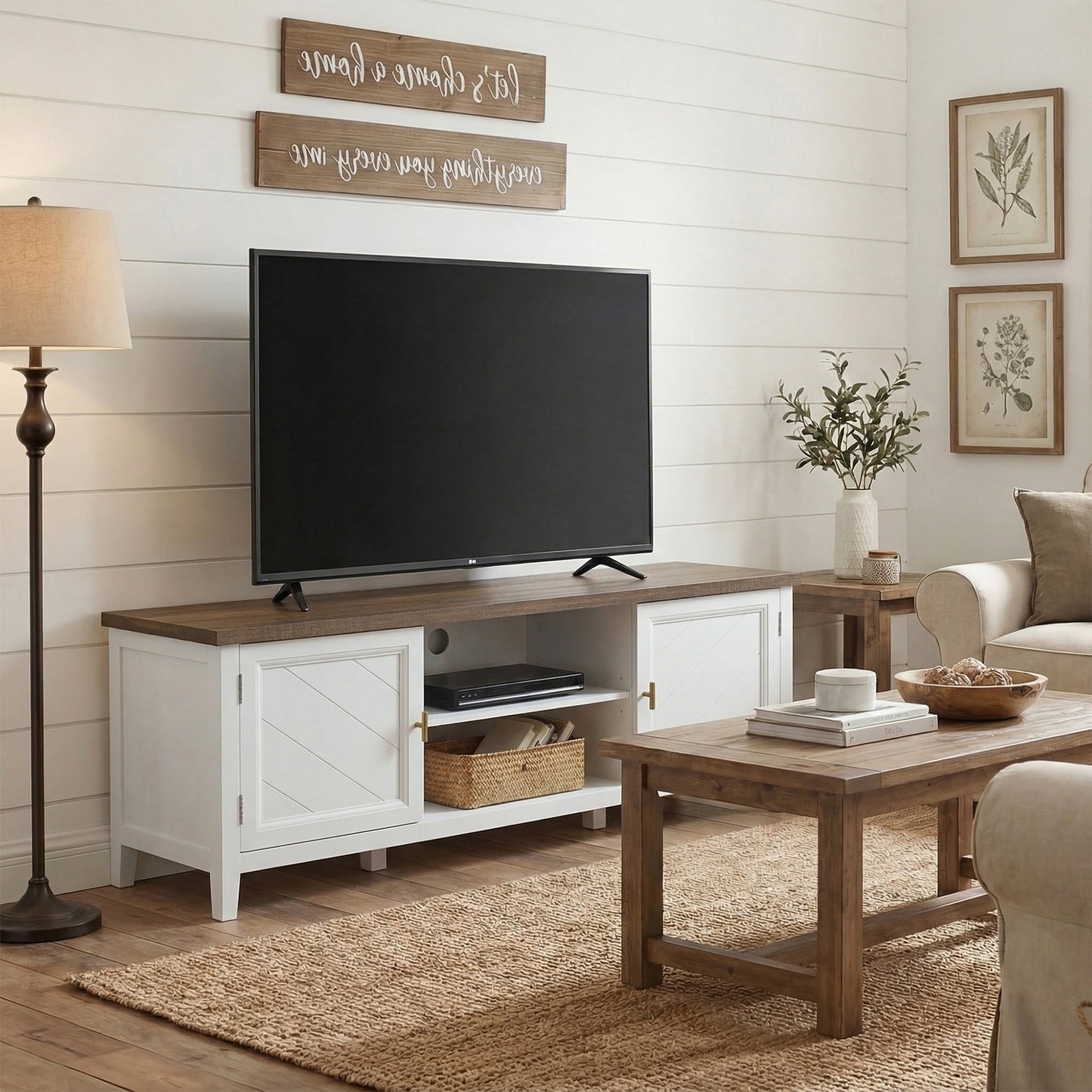 Farmhouse TV Stand for TVs up to 42 Inch, Media Console Table