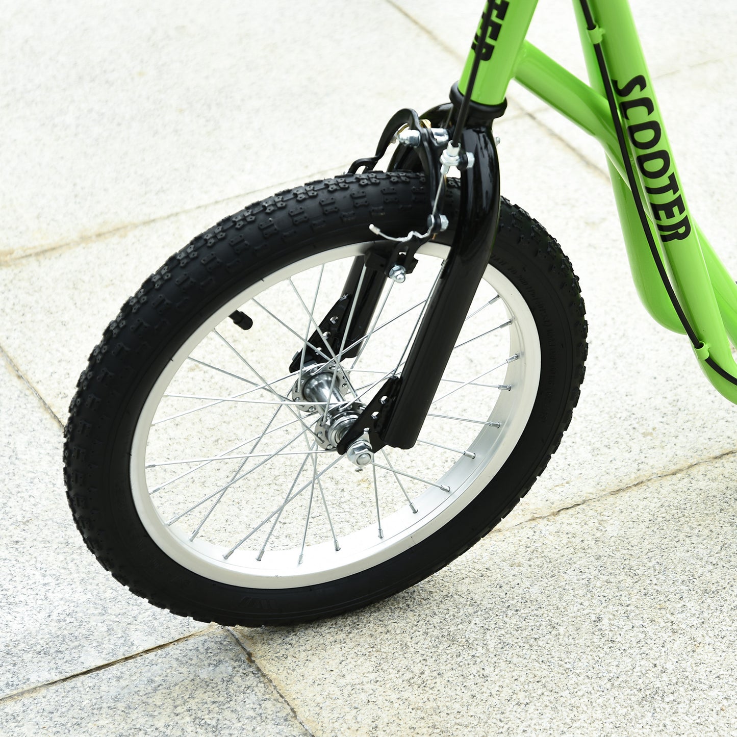 90-96cm Kids Kick Scooter w/ Adjustable Handlebar Inflatable Wheels Green