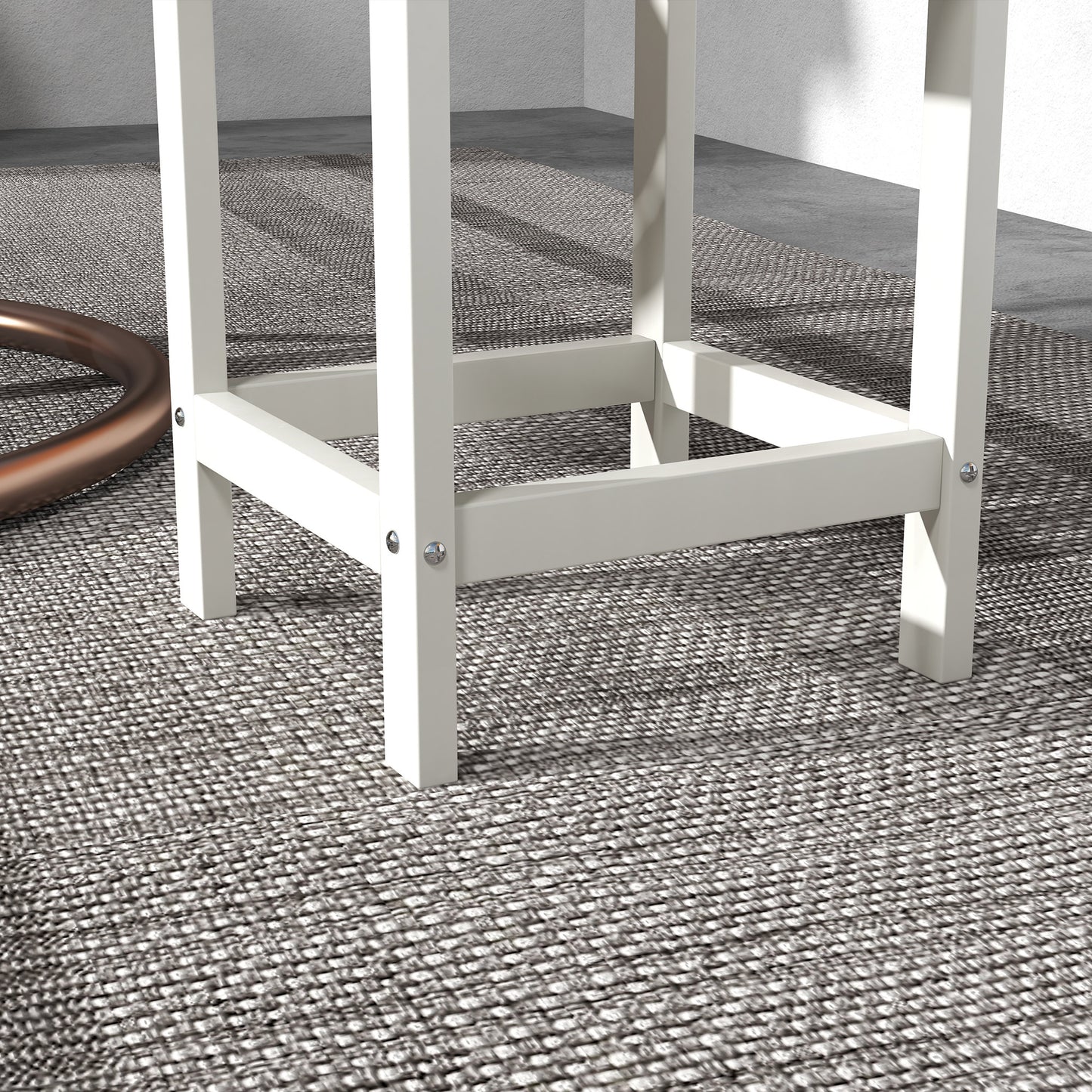 Square Coffee Table, HDPE Side Table for Porch, Garden, White