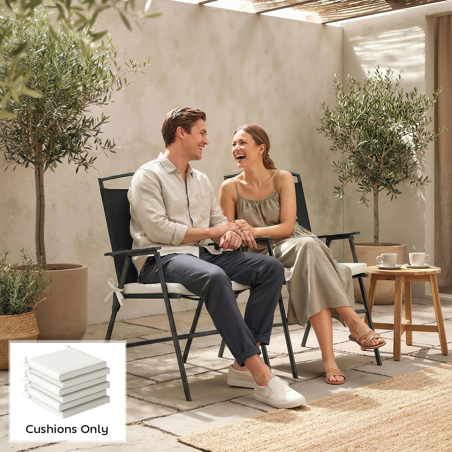 Seat Cushions with Machine Washable Cover Cream White